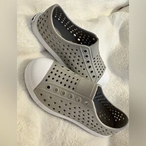 Gray and White Kids Slip-On Shoes